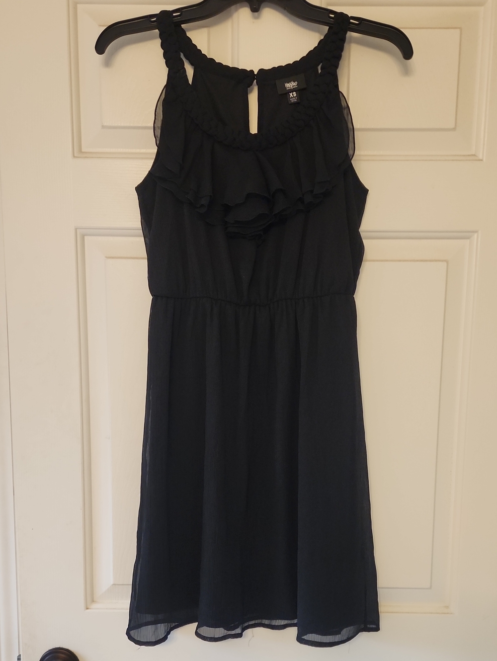 Women's Black Ruffle Chiffon Dress